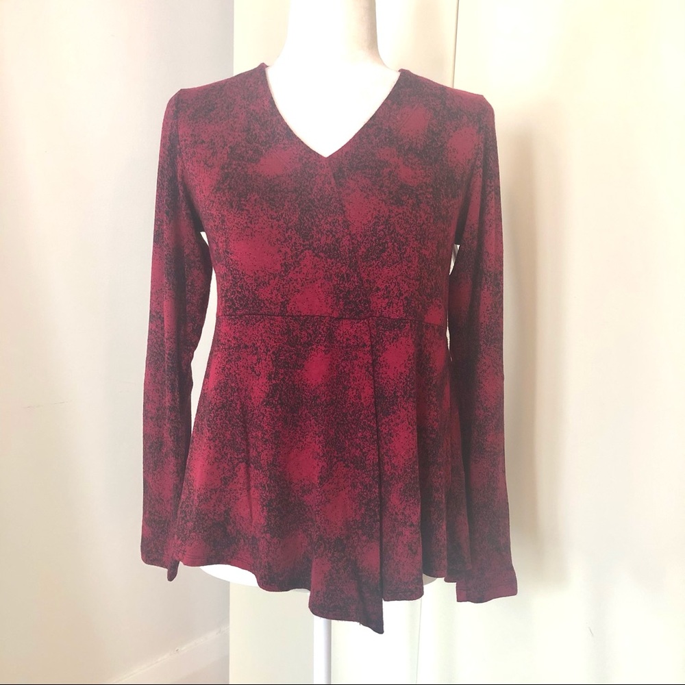 Cut Loose red top high waisted peplum cozy knit
